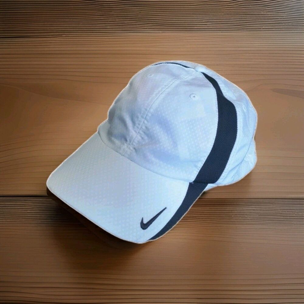 Nike Golf Dri Fit Club Cap M/L White Black Adjustable Logo NWOT